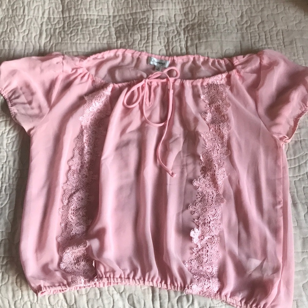 OLSENBOYE LIGHT PINK SHEER TOP
